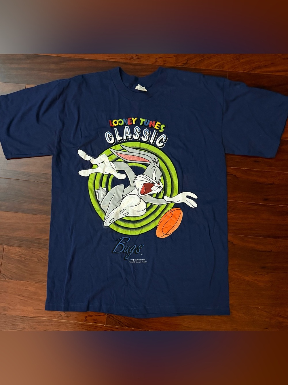 Vtg 90s 1994 Looney Tunes Bugs Bunny Basketball Blue T Shirt Sz Med USA Made
